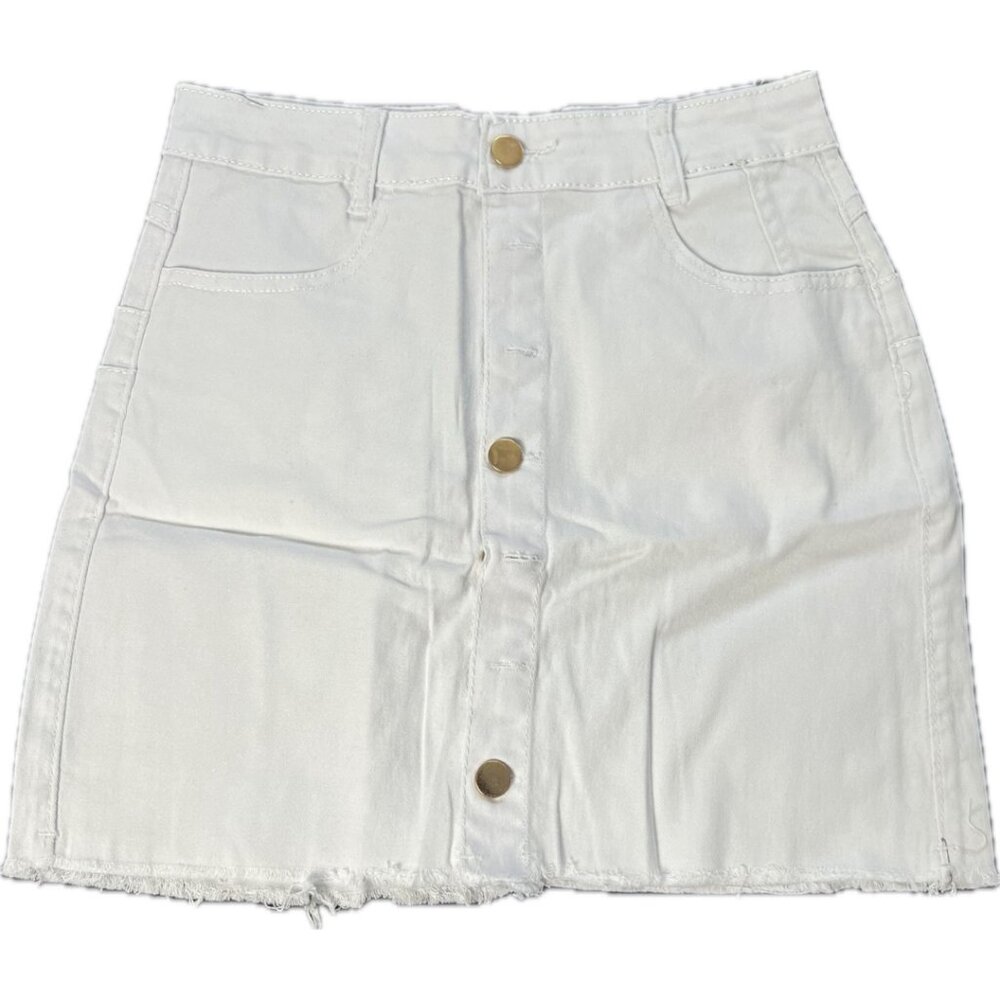 High Waist Button Down Ingle-Breasted Women's Denim Skirt
